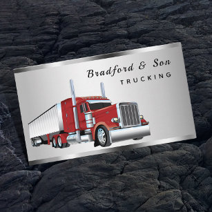 Sleek Chrome Transport Semi Trucking Company Business Card