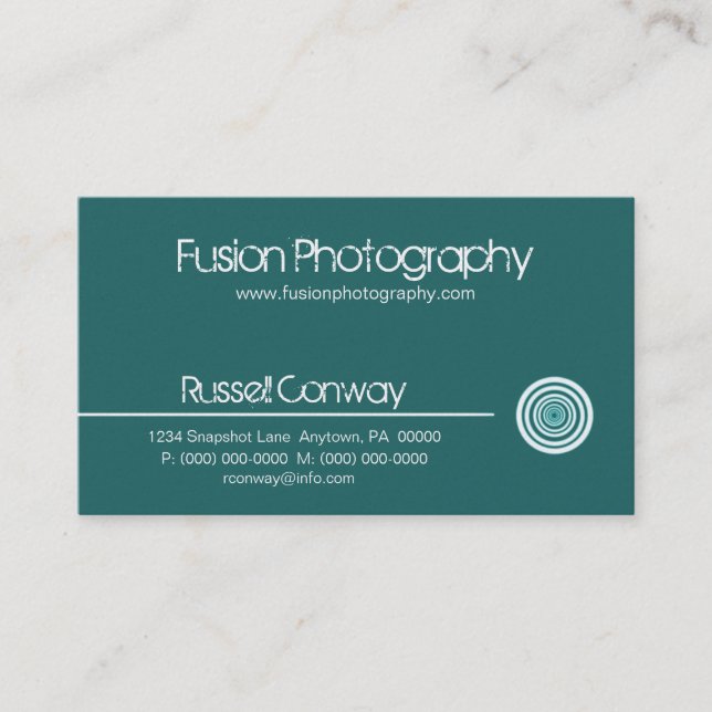 Sleek Circle Business Card, Teal Card (Front)