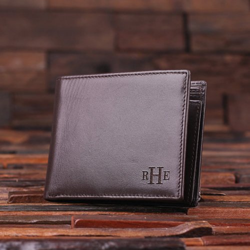 Sleek Classic Monogram Mens Leather Wallet