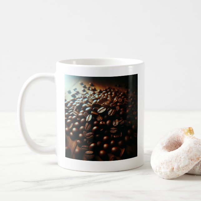 "Sleek Coffee Beans Mug – Perfect Gift for Coffee  (With Donut)