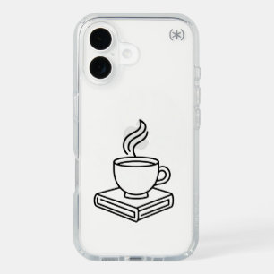 Sleek Coffee & Book Line Art iPhone Case