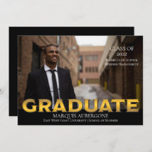 Sleek College | Univ Photo Graduate Black | Gold