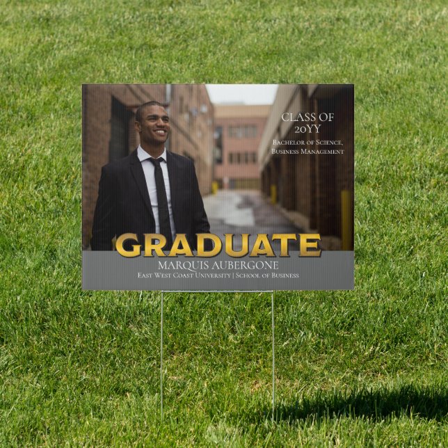 Sleek College | Univ Photo Graduate Gray | Gold Sign (Insitu)