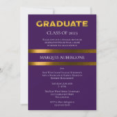 Sleek College | Univ Purple| Gold Graduation Party Invitation (Front)