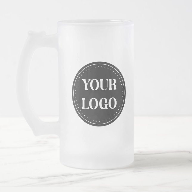 Sleek, contemporary, polished,& customizable frosted glass beer mug (Left)