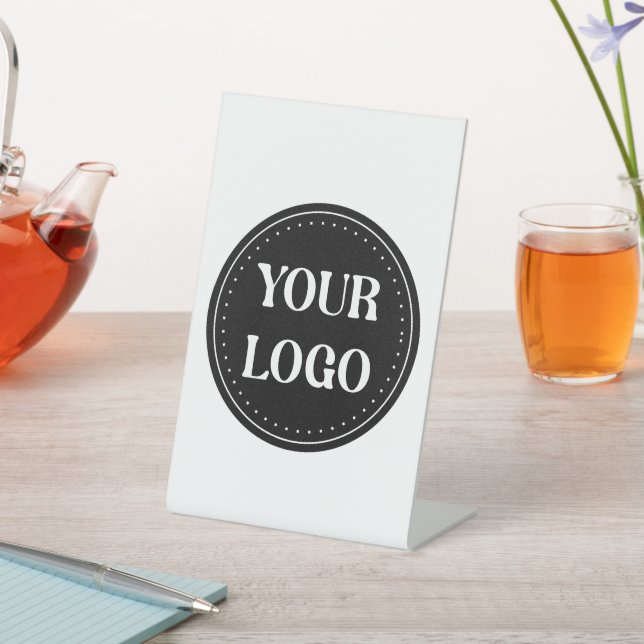 Sleek, contemporary, polished,& customizable pedestal sign (In SItu)