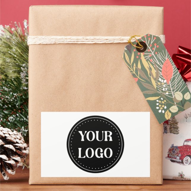 Sleek, contemporary, polished,& customizable rectangular sticker (Holiday)