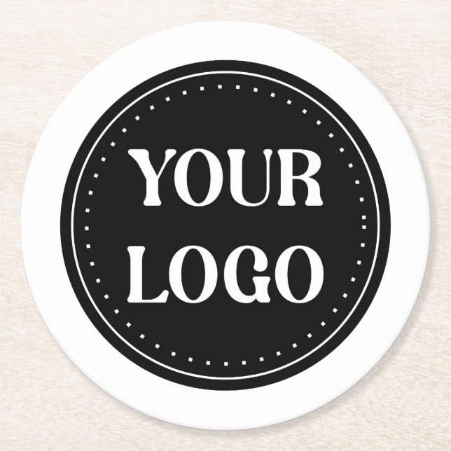 Sleek, contemporary, polished,& customizable round paper coaster (Front)