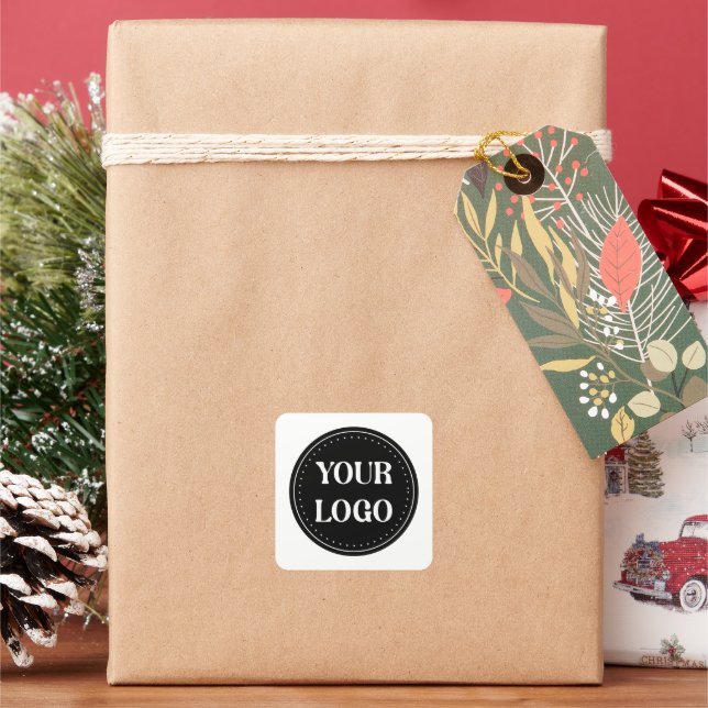 Sleek, contemporary, polished,& customizable square sticker (Holiday)