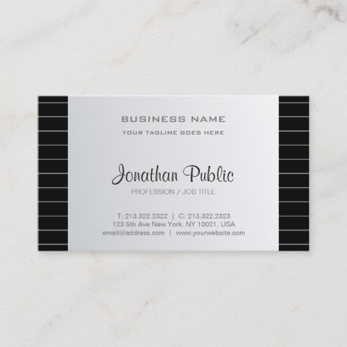 Sleek Creative Design Corporate Silver Look Modern Business Card