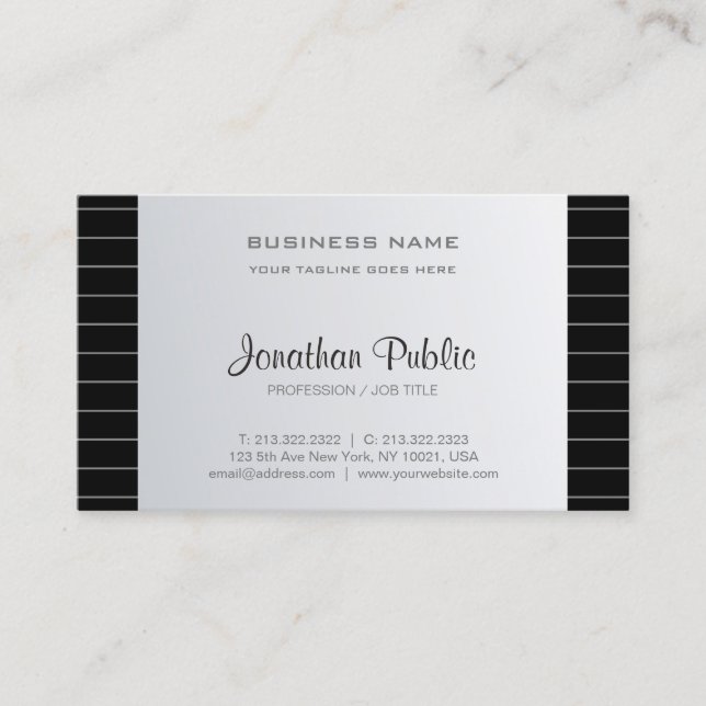 Sleek Creative Design Corporate Silver Look Modern Business Card (Front)