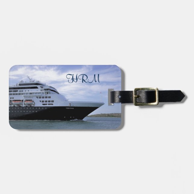 Sleek Cruise Ship Bow Personalized Luggage Tag (Front Horizontal)
