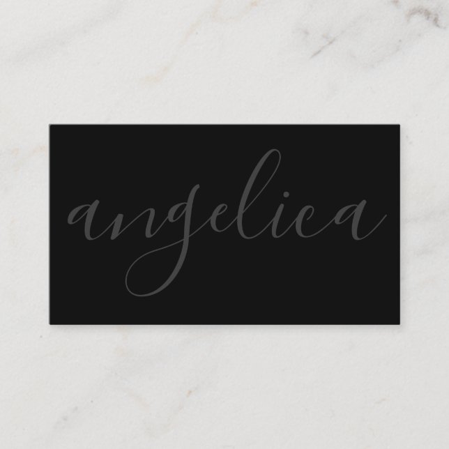 Sleek Cursive (black / white) Business Card (Front)