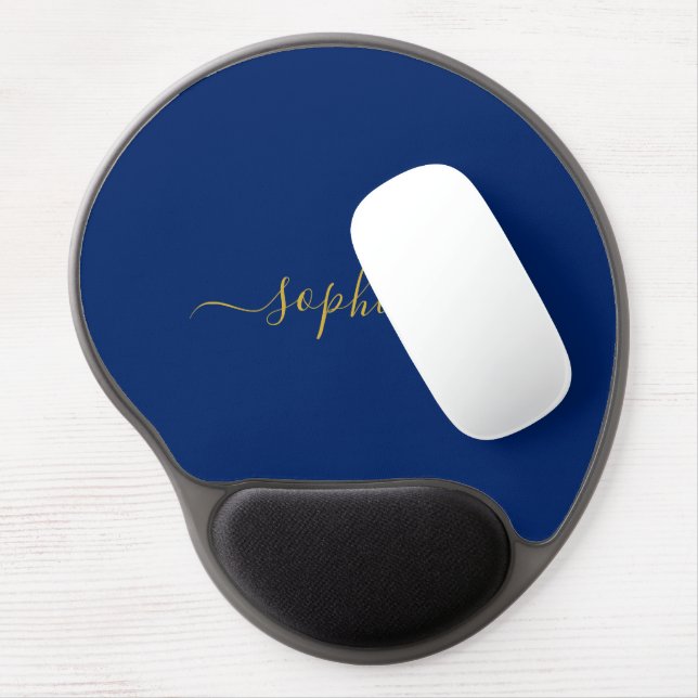 Sleek Custom Navy Gel Mouse Pad with Your Name (Left Side)