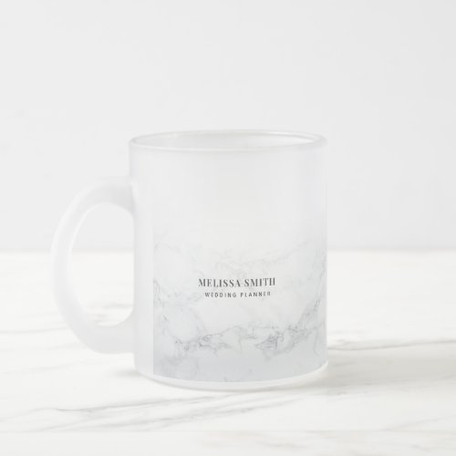 Sleek customizable text on marble transparent frosted glass coffee mug