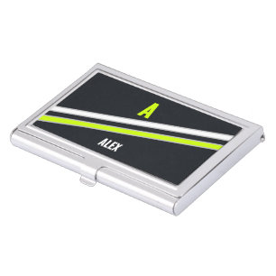 Sleek Cyber Retro Matte Black Custom Business Card Case