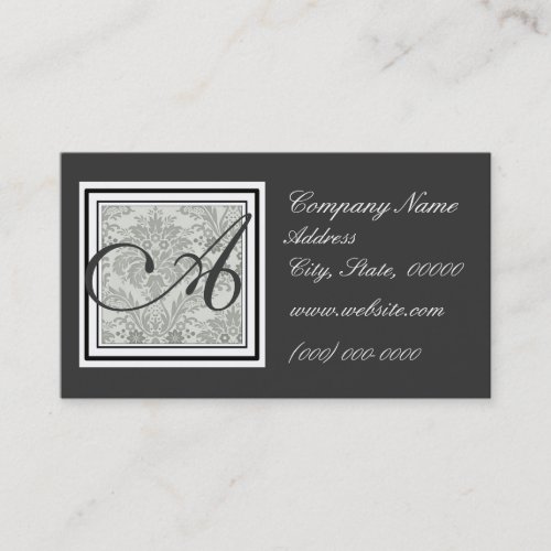 Sleek damask design monogram business card