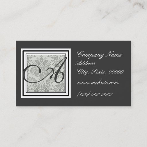 Customizable Sleek damask design monogram business card