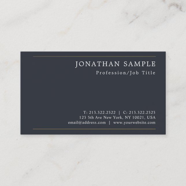 Sleek Design Professional Modern Stylish Plain Business Card (Front)