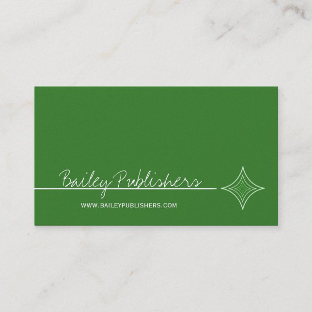 Sleek Diamond Business Card, Kelly Green Business Card (Front)