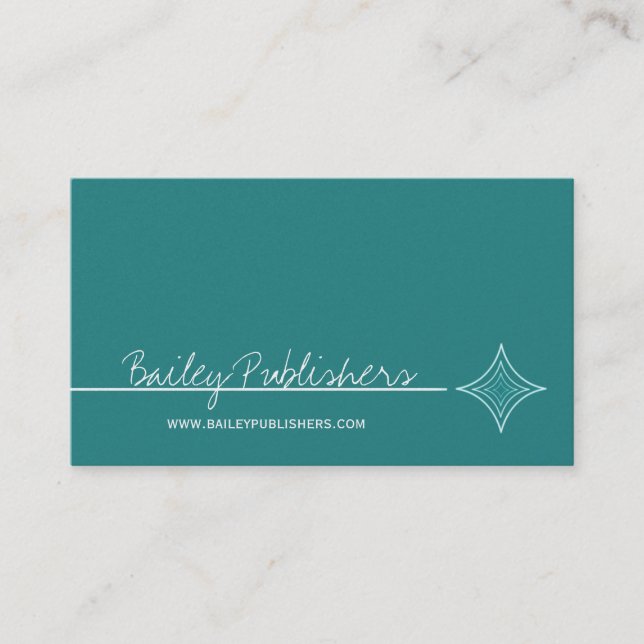 Sleek Diamond Business Card, Turquoise Card (Front)