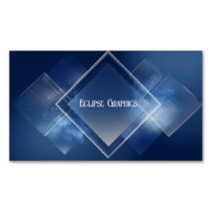 Sleek Diamond Geometric Blue Cosmic Modern Business Card Magnet