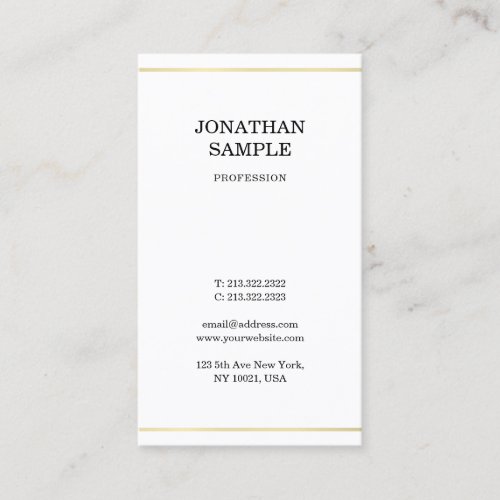 Sleek Elegant Design Modern Gold Look Plain Trendy Business Card