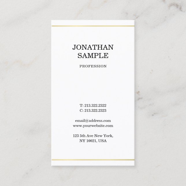 Sleek Elegant Design Modern Gold Look Plain Trendy Business Card (Front)