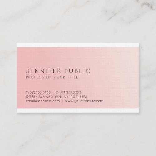 Sleek Elegant Design Trendy Pink Plain Luxury Business Card