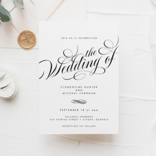 Sleek Elegant Script Modern Wedding Invitation