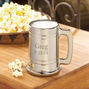 Sleek Engraved 16 oz. Gunmetal Beer Mug