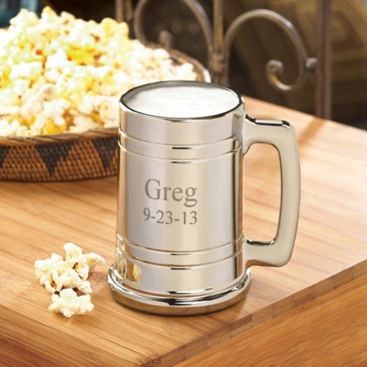 Sleek Engraved 16 oz. Gunmetal Beer Mug (Front)