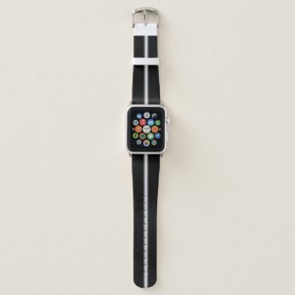 Sleek Faded White Stripe on Black Apple Watch Band