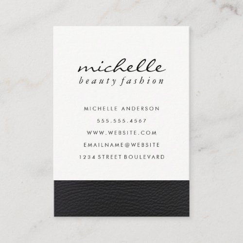 Sleek Faux Leather Trim Business Card