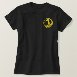 Sleek Female Golfer Silhouette Embroidered Shirt