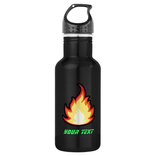 Sleek Fire Flame Stainless Steel Water Bottle (Front)