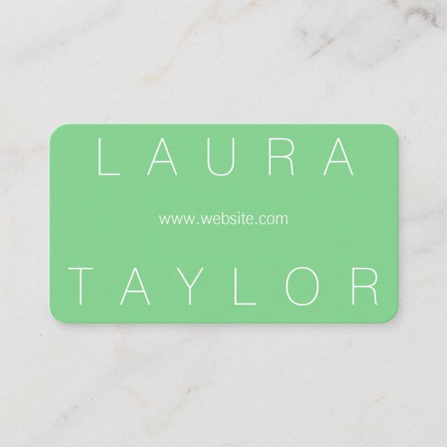 Sleek Font and Sophisticated Mint Green Business Card (Front)