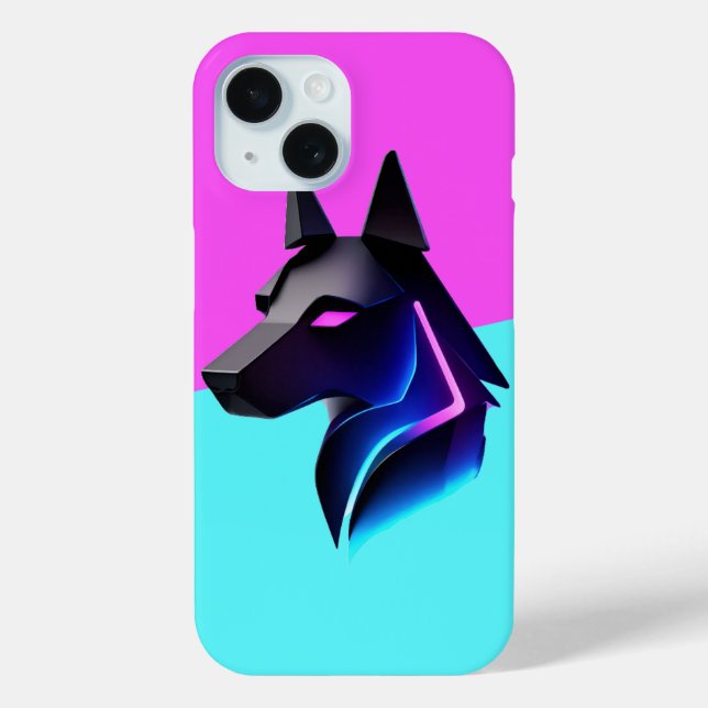 Sleek Futuristic Dog Silhouette — Neon Blue & Pink Case-Mate iPhone Case (Back)