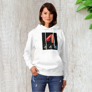 Sleek Geometric Number 4 Modern Typography Hoodie