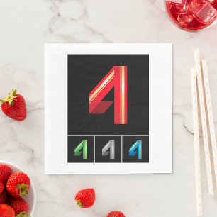 Sleek Geometric Number 4 Modern Typography Napkins