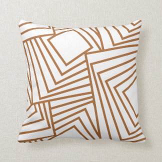 Sleek geometric pattern white with copper accent throw pillow