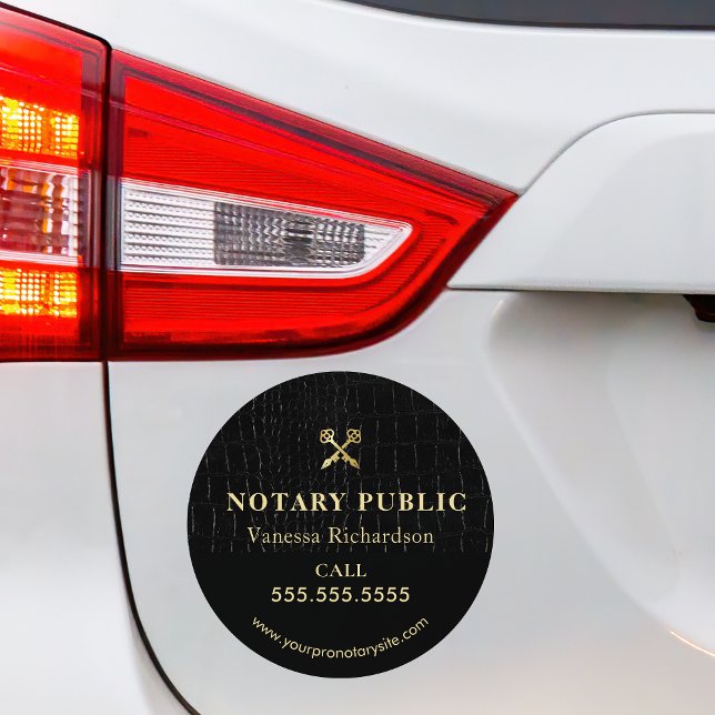 Sleek Glossy Black Crocodile Gold Icon Notary  Car Magnet (Creator Uploaded)