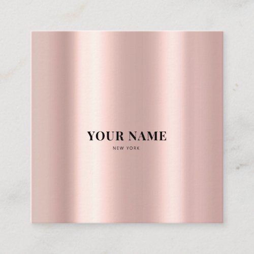 Sleek Glossy Elegant Pink Faux Foil Minimal Square Business Card