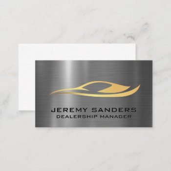Sleek Gold Auto Logo | Metallic Background Business Card by lovely_businesscards at Zazzle