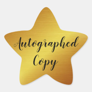 Sleek Gold Autographed Copy Author Writer Star Sticker