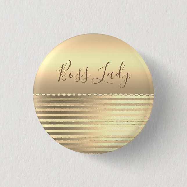 Sleek Gold Boss Lady   Button (Front)
