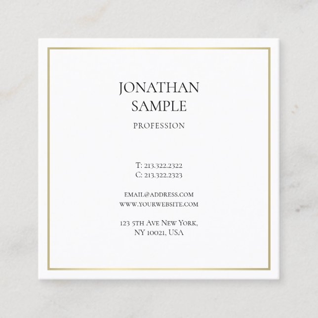 Sleek Gold Modern Professional Design Elegant Square Business Card (Front)