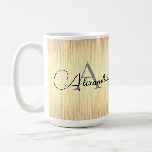 Sleek Gold Monogram Personalized Coffee Mug
