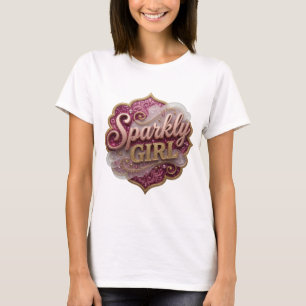 Sleek Gold SPARKLY GIRL Artistic Motif T-Shirt
