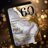 Sleek Gold | White Marble Modern 60 Birthday Party